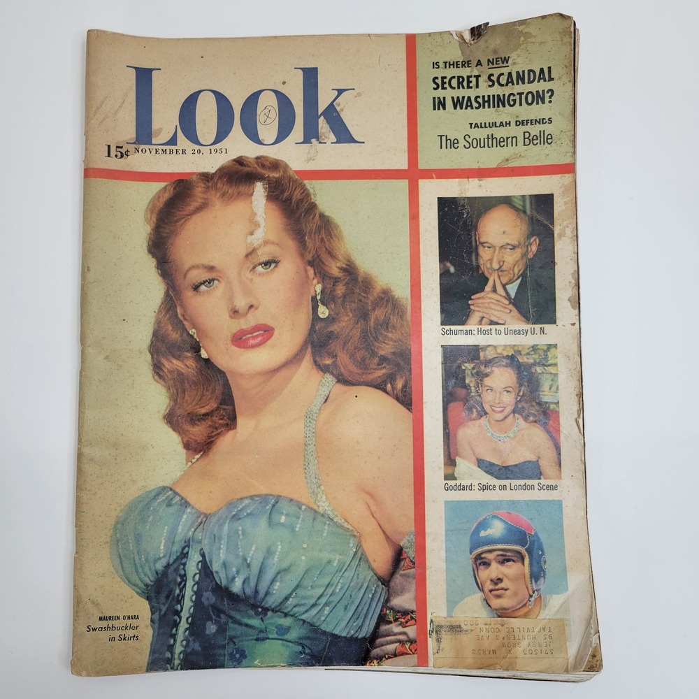 Vintage Look Magazine November 20 1951 Maureen OHara Gloria DeHaven Chesterfield